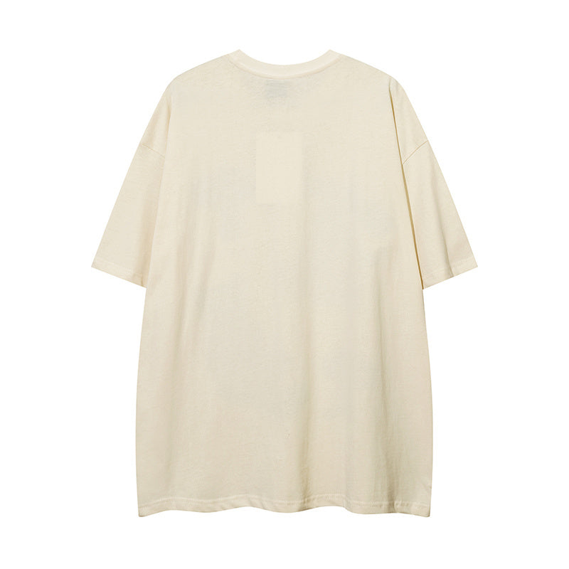 Toy Pattern Round Neck Summer Trendy Streetwear Tee Loose Casual Short Sleeve Cotton High Quality