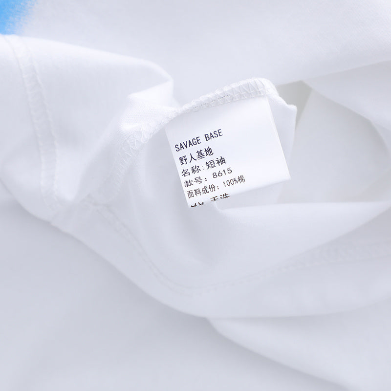 Streetwear Colorful Letter T Shirts Oversize Loose O Neck Sports Style Fashion Short Sleeve Cotton Tee Casual