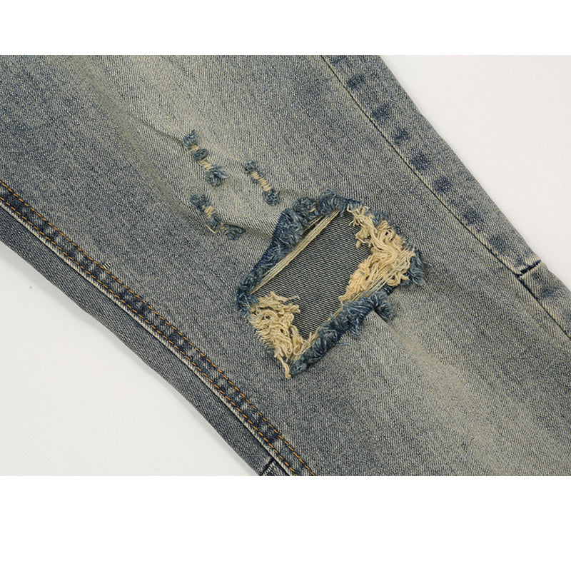 Men's And Women's Urban Knee Ripped Pants With Zipper Leg Unisex Street Fashionable Jeans With Streets
