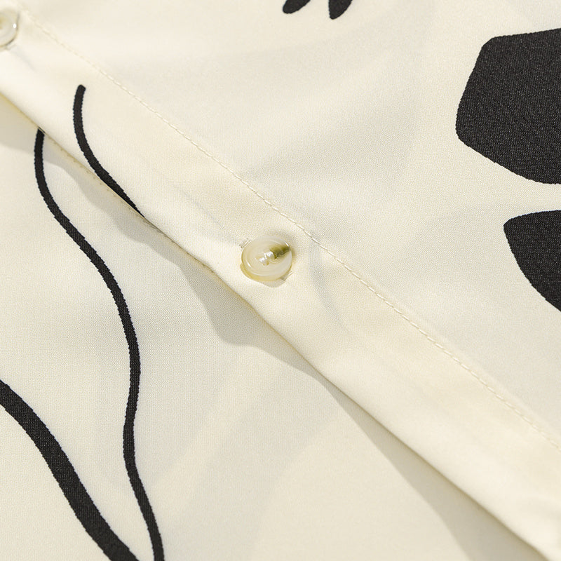 Flower Pattern Print Shirts Short Sleeve Loose Button Up Tops Casual Summer Outwear Hip Hop High Quality Fashion Beach