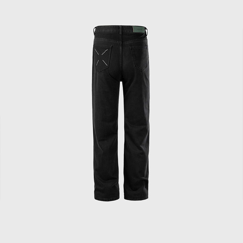 Men's And Women's Urban Black Pants Unisex X Embroidered Pocket Multi-size Jeans Trendy