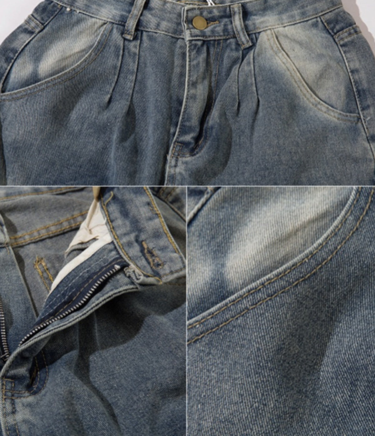 American Style Retro Puppies Handsome Hip-Hop Multi-Pocket Overalls Trendy Loose Straight-Leg Jeans For Men And Women