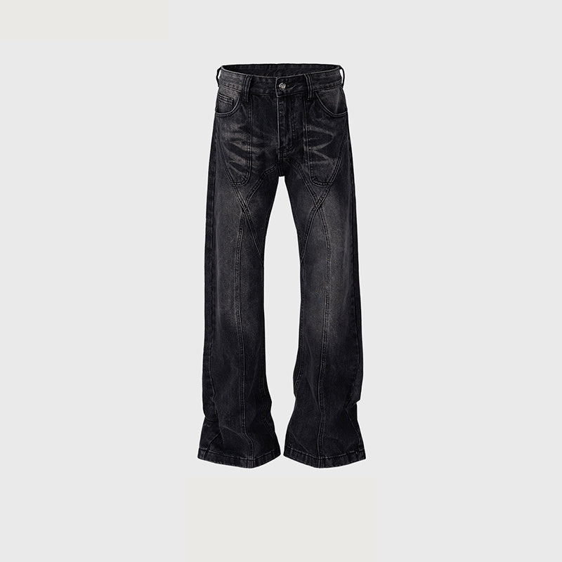 Men's And Women's Wash-up Old Leg Trousers Men's And Women's Same-style Whitening Deconstructed Stitching Trendy Jeans