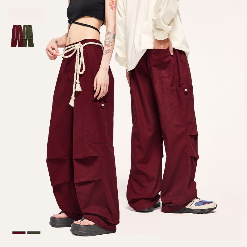 Tether Tooling Wide Leg Pants Autumn And Winter New Fashion Brand Personalized Loose Casual Trousers For Men And Women