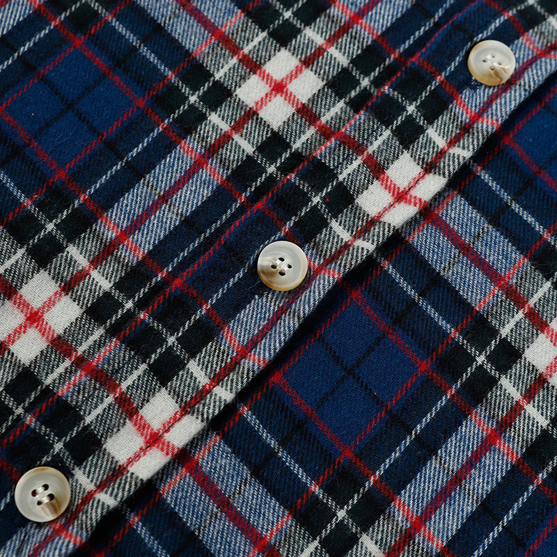 Plaid Shirts Autumn Long Sleeve Oversize Button Up Tops Korean Style Casual Fall Outwear Blue Comfortable