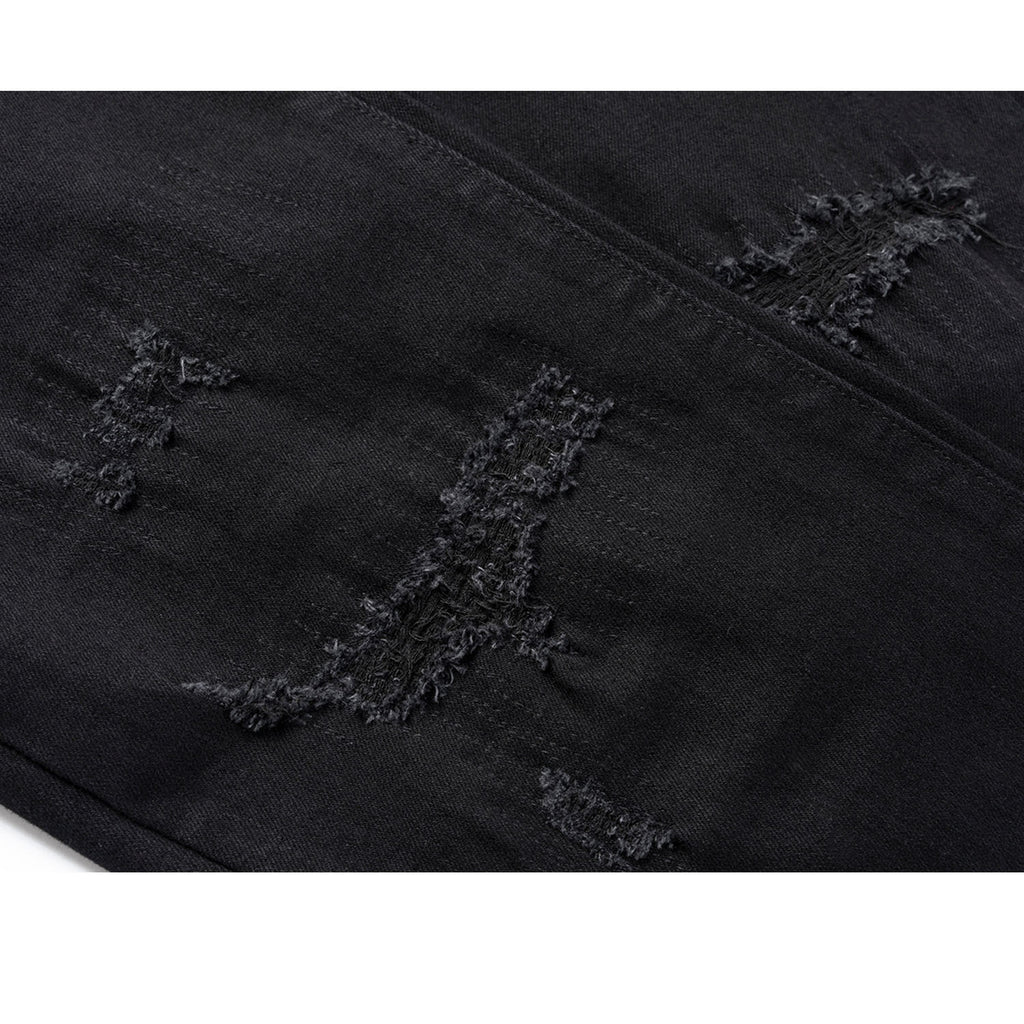 Men's Women's Spring And Summer Urban High Street Micro-stretch Fabric Trousers Unisex Scrub Black Jeans