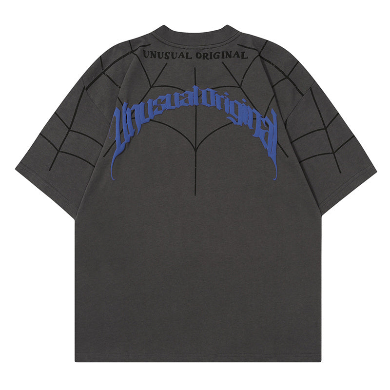 Spider Web T Shirt Loose Summer Streetwear Short Sleeve Pure Cotton Oversize Tees Fashion Casual Top