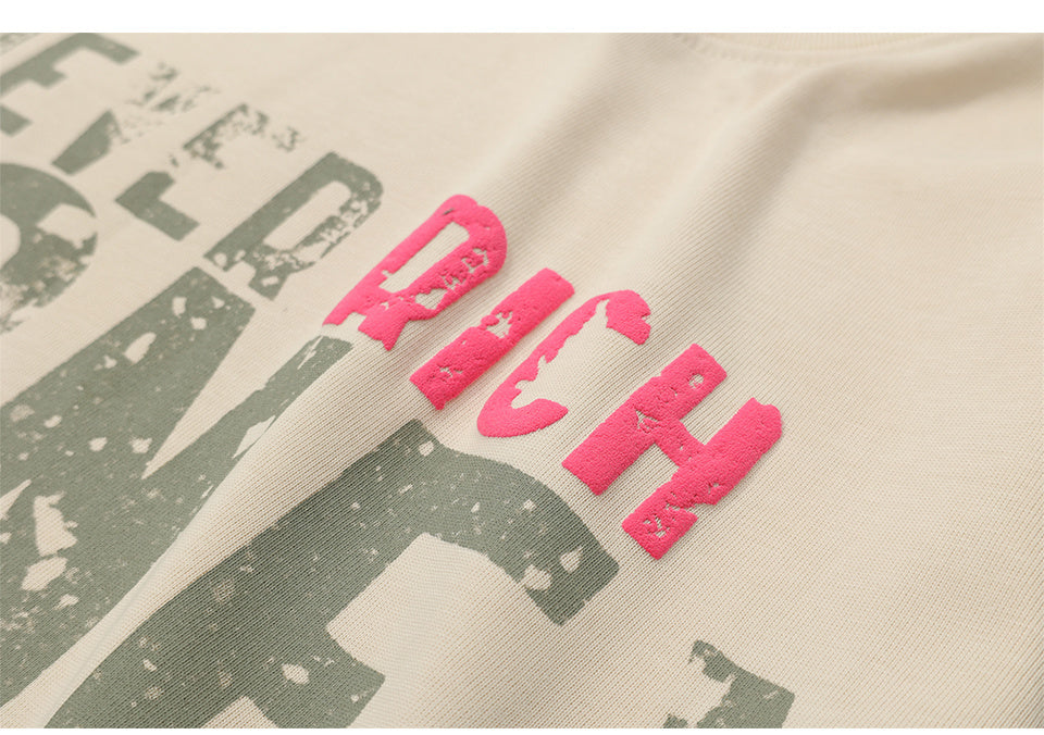 Simple Letter Human Print T Shirt American Retro Loose Summer Streetwear Fashion Casual Top Short Sleeve