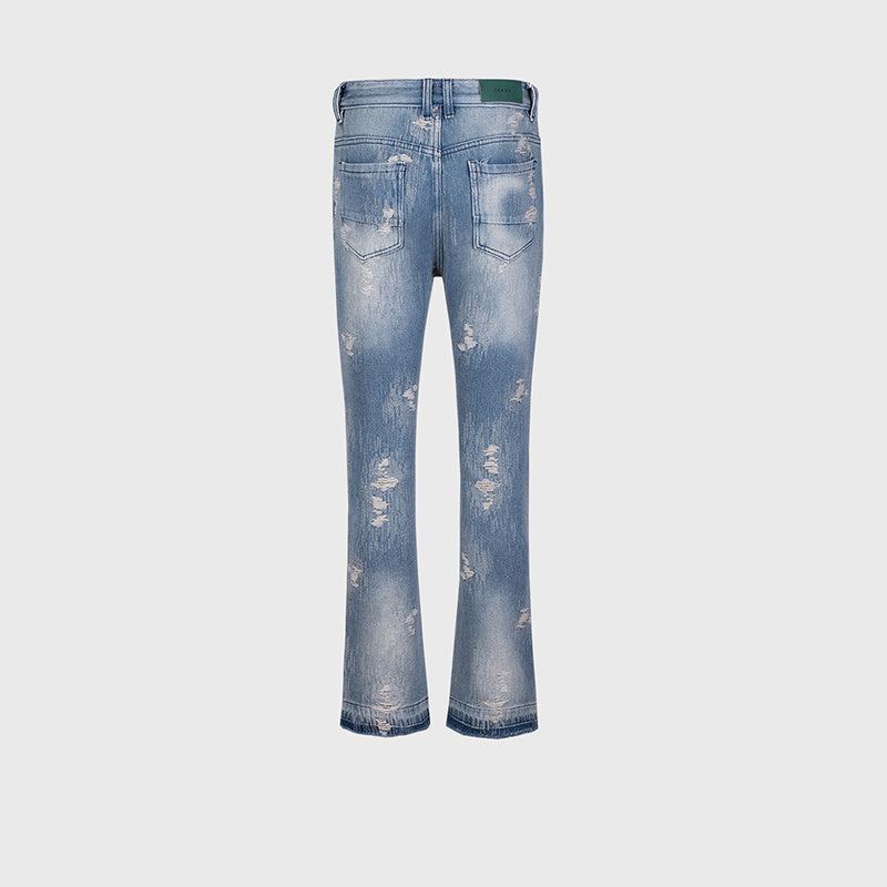 Men's Wear Women's Autumn And Winter Urban Punk Rock Style Scrub Destruction Pants Men's And Women's Washed Jeans