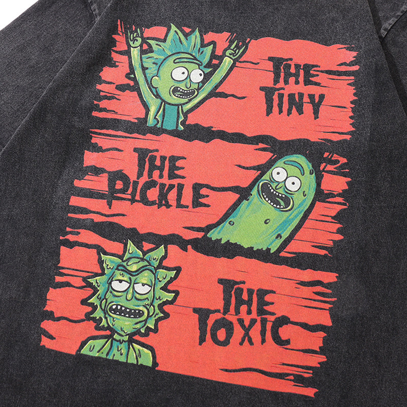 Vintage T Shirts Washed Loose Cotton Fashion American Cartoon Print Tee Casual Streetwear Short Sleeve Round Neck Summer