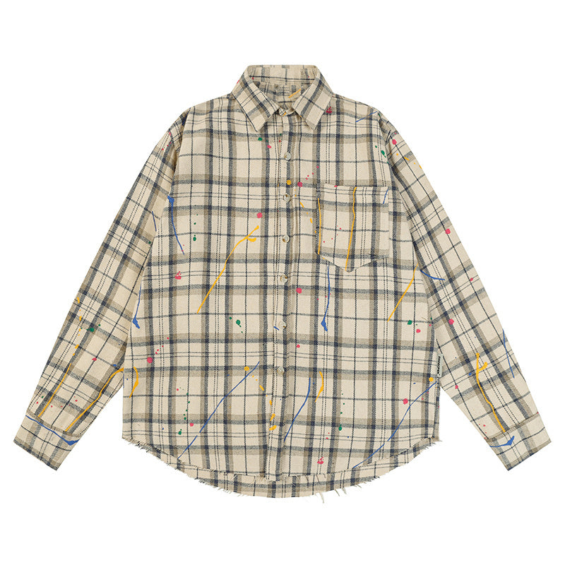 Plaid Shirts Autumn Long Sleeve Oversize Button Up Tops Korean Style Casual Fall Outwear