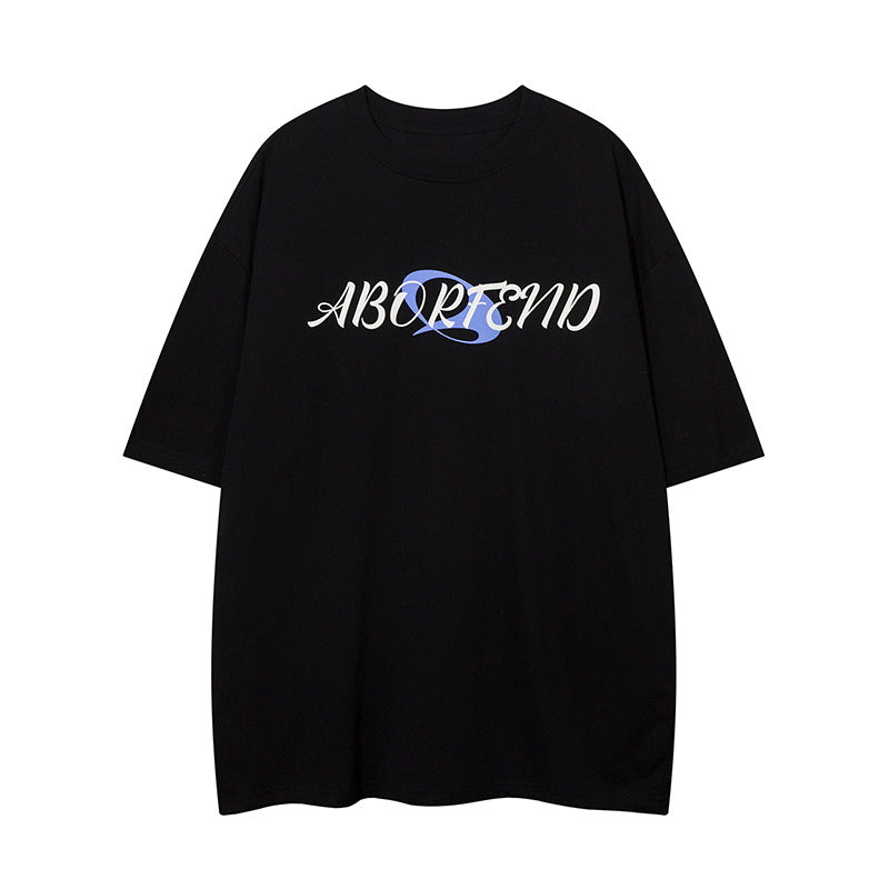 Streetwear T Shirt Short Sleeve Round Neck Summer Cotton Loose Casual Fashion Tee Simple Character Print