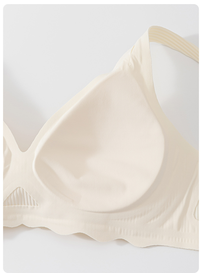 Pure Desire Wind Thin Jelly Gel Seamless Soft Support Underwear Girl's Big Chest Small Gathering Anti-sagging Bra Bra