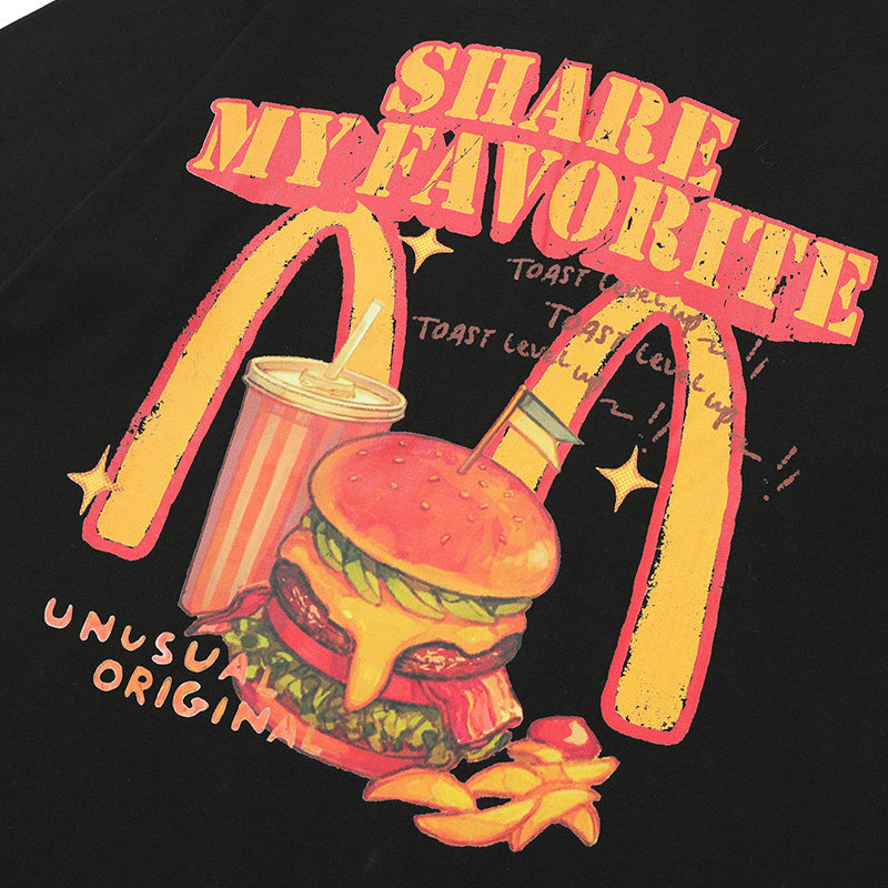 Hamburger Cola Print T Shirt Short Sleeve Streetwear Pure Cotton Loose Summer Oversize Tees Fashion Casual Top