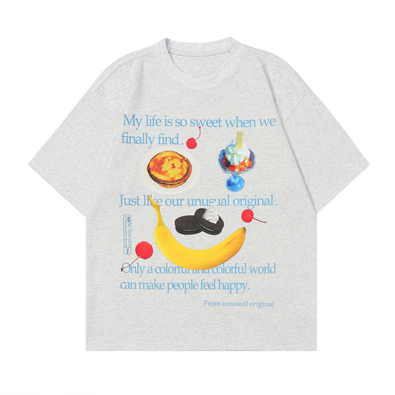 Desert Print T Shirt Oversize Tees Fashion Casual Streetwear Pure Cotton Top Short Sleeve Loose Summer