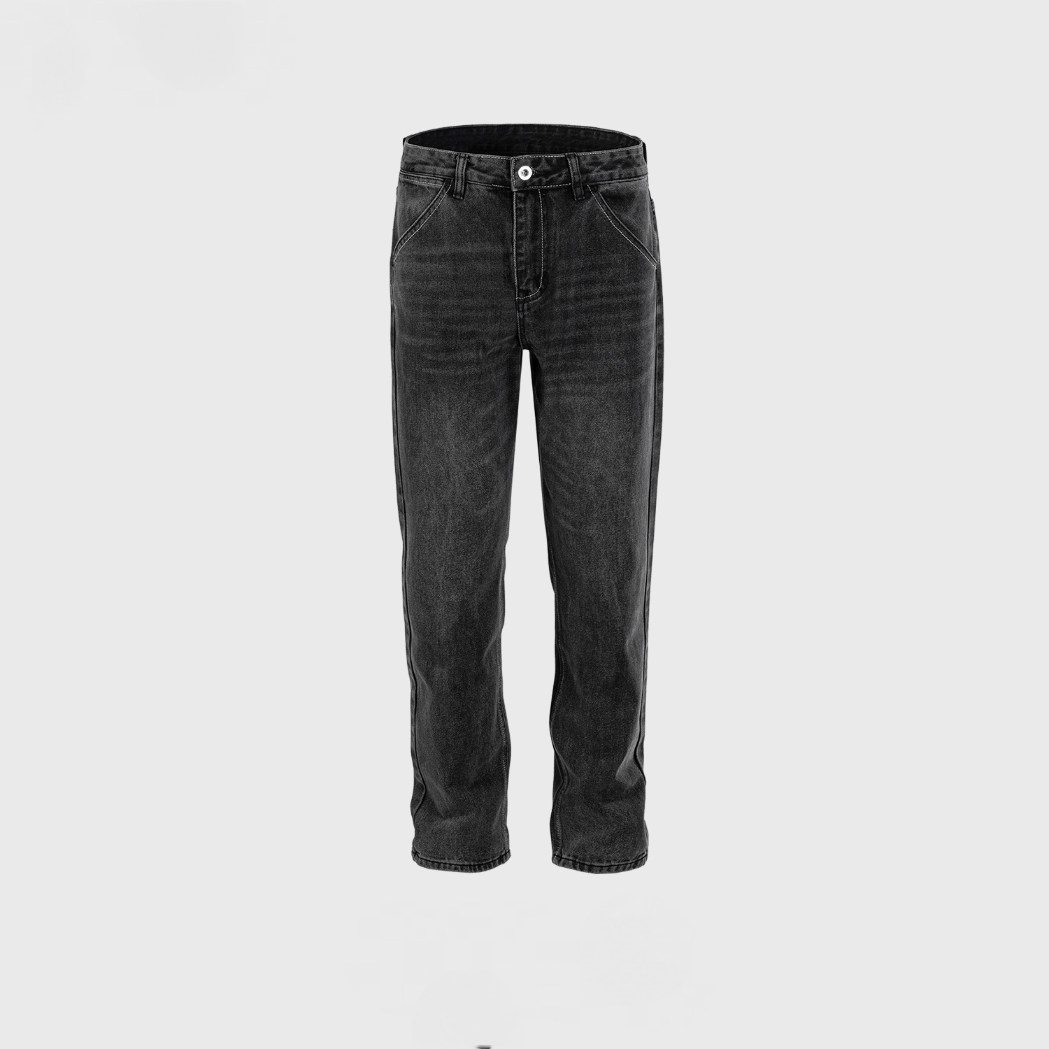 Men's Women's Urban Black And Grey Fried Color Wash Old Pants Men's And Women's Slim-Fit Straight-Leg Jeans Trendy