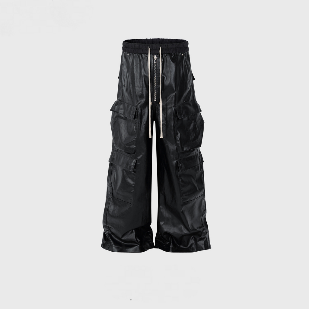 Men's And Women's Style Matte Surface Coated Coil Pants Men's And Women's Same Style Sliding Casual Pants Black