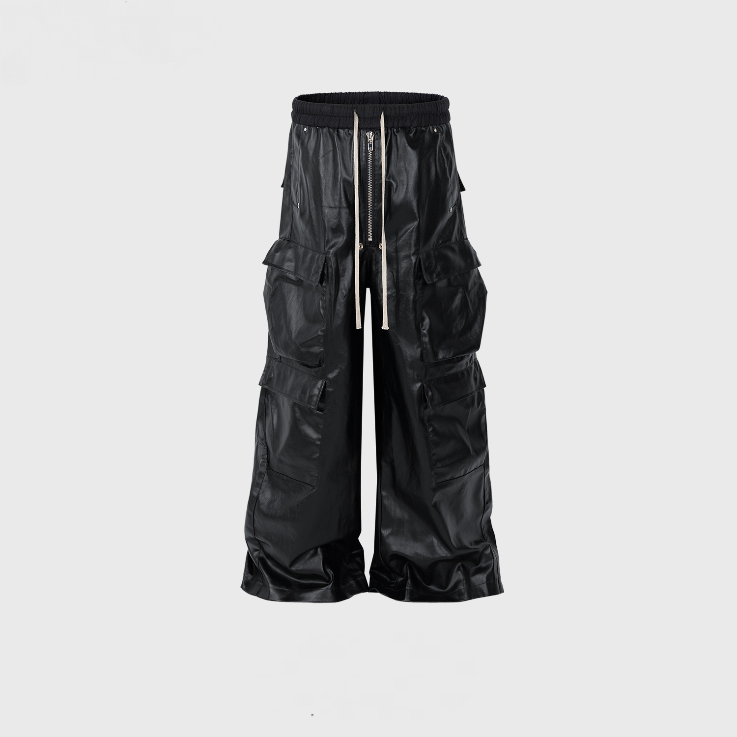 Men's And Women's Style Matte Surface Coated Coil Pants Men's And Women's Same Style Sliding Casual Pants Black