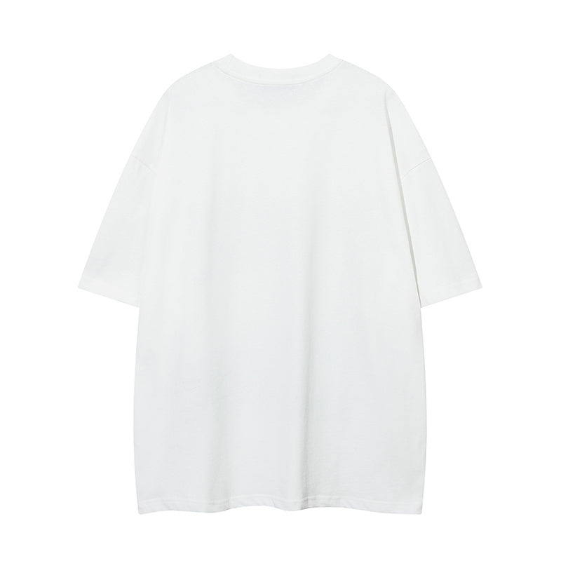 Streetwear T Shirt Letter Print Short Sleeve Round Neck Summer Cotton Loose Casual Fashion Black White Tee Simple