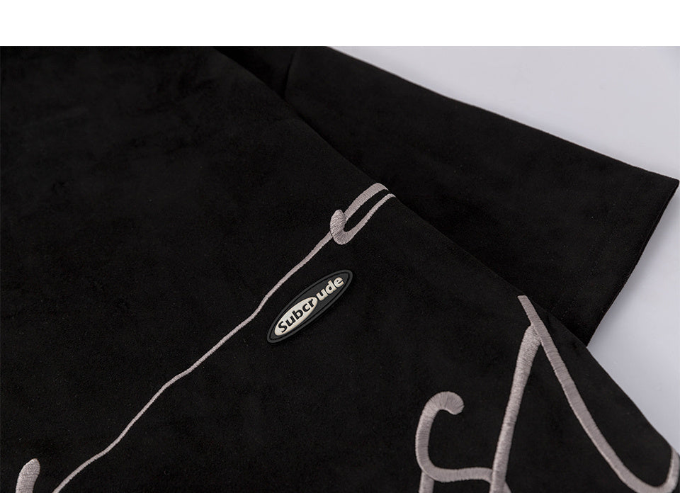Streetwear Letter Embroidery T Shirt Loose Tees Top Suede Short Sleeve Hip Hop Fashion Summer Casual