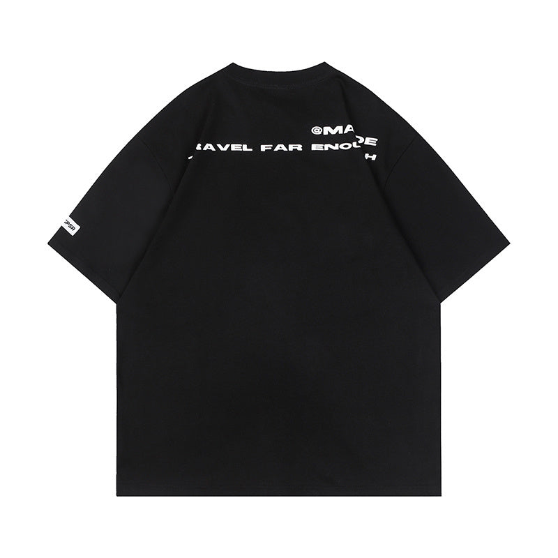 City View Print Streetwear T Shirts Oversize Loose Short Sleeve Tee Summer Harajuku Cotton Round Neck