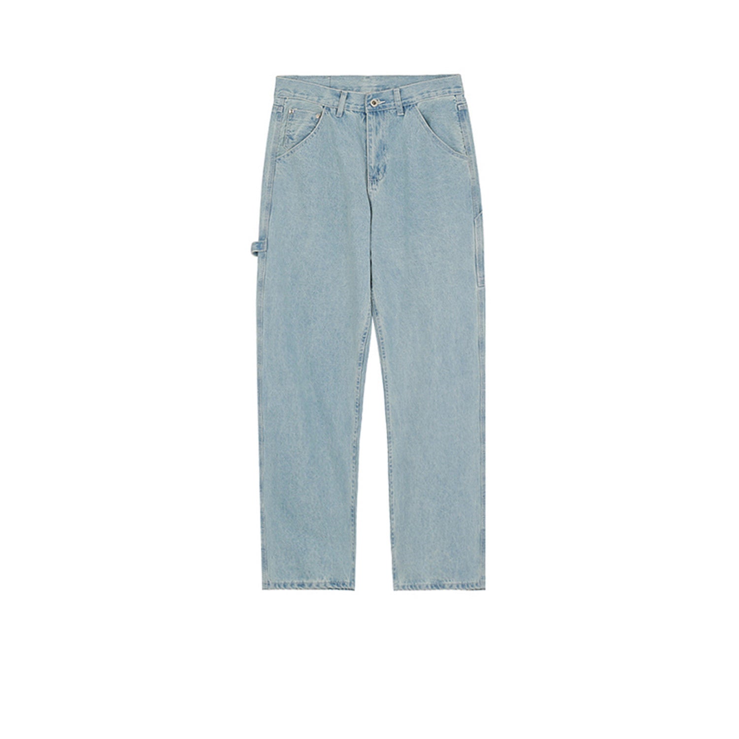 Men's And Women's Urban Simple Straight-Leg Pants With Decorative Tape High Street Washed Jeans For Men And Women Multi-Size