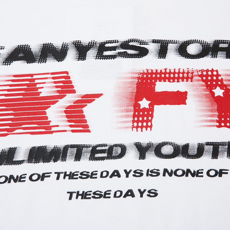 T Shirts Letter Print Fashion Streetwear Tee O Neck Oversize Summer Cotton High Quality Short Sleeve Casual Simple Chain