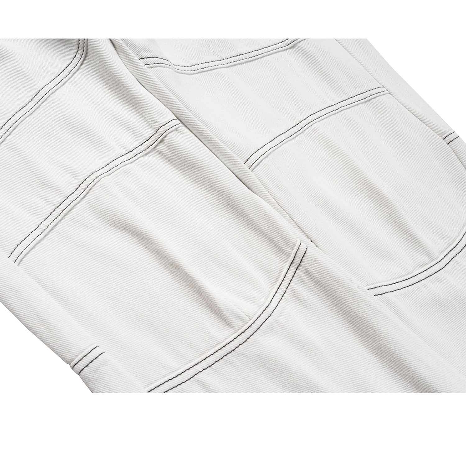 Men's And Women's Autumn And Winter Urban Multi-Zipper Wide Leg Top Line Pants Men's And Women's Same White Jeans