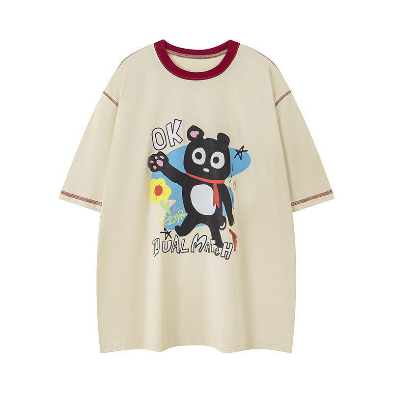 Streetwear Animal Graffiti Pattern T Shirts Fashion Crew Neck Oversize Summer Cotton Short Sleeve High Quality Casual