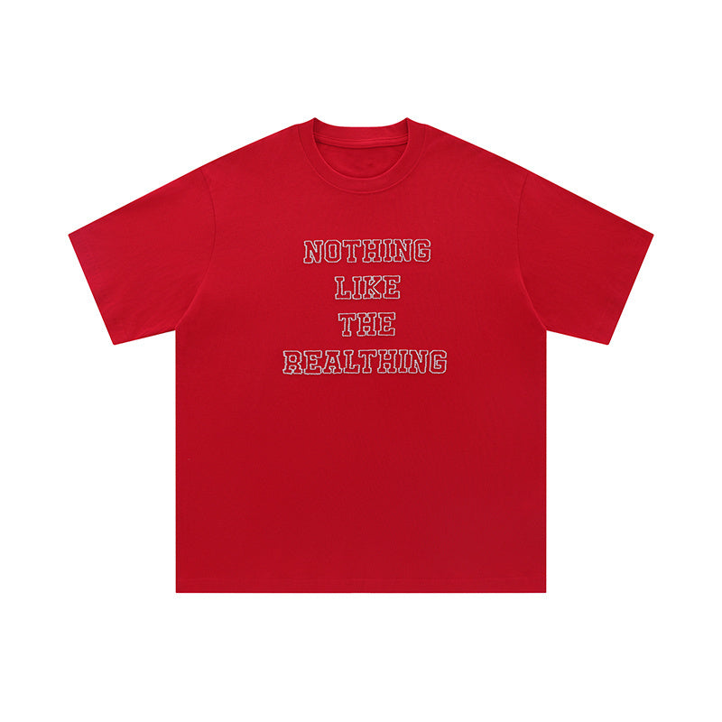 Streetwear Letter Embroidery T Shirts Oversize Loose Short Sleeve Cotton Tee Casual O Neck Sports Style Fashion