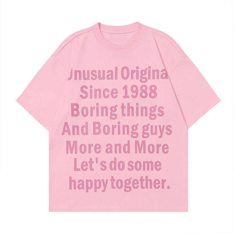 Letter Print Oversize Tees Fashion T Shirt Casual Streetwear Pure Cotton Top Short Sleeve Loose Summer
