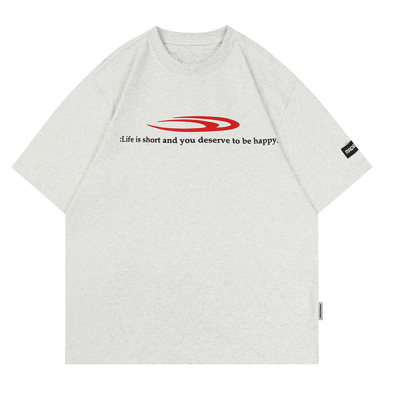 Simple Print Streetwear T Shirts Oversize Loose Short Sleeve Tee Summer Harajuku Cotton Round Neck
