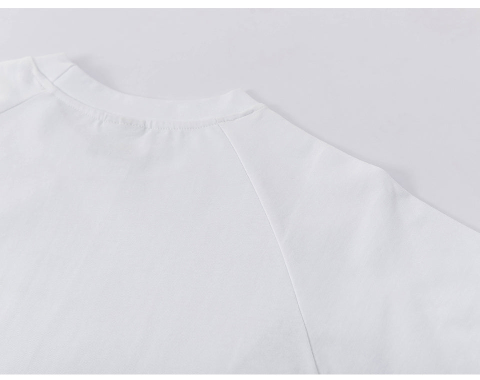 Streetwear Letter Print T Shirts Oversize Short Sleeve Cotton Tee Casual Patchwork Round Neck Summer Black White