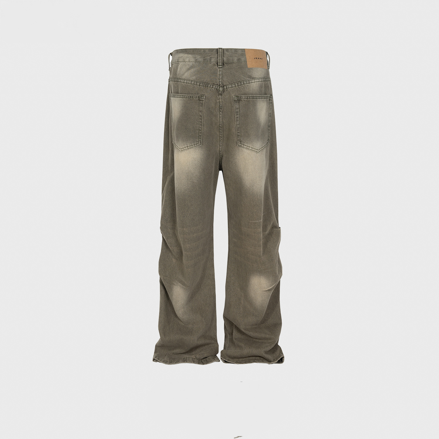 Men's And Women's Wash Old Pants Unisex Unisex Knee Belted Pleated Multi-size Trendy Jeans