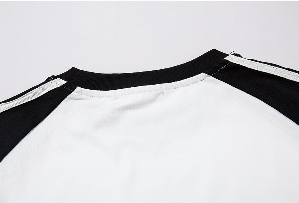 Side Stripe Streetwear T Shirt Letter Print Loose Fashion Summer Casual Tees Sports Style Top Short Sleeve Hip Hop