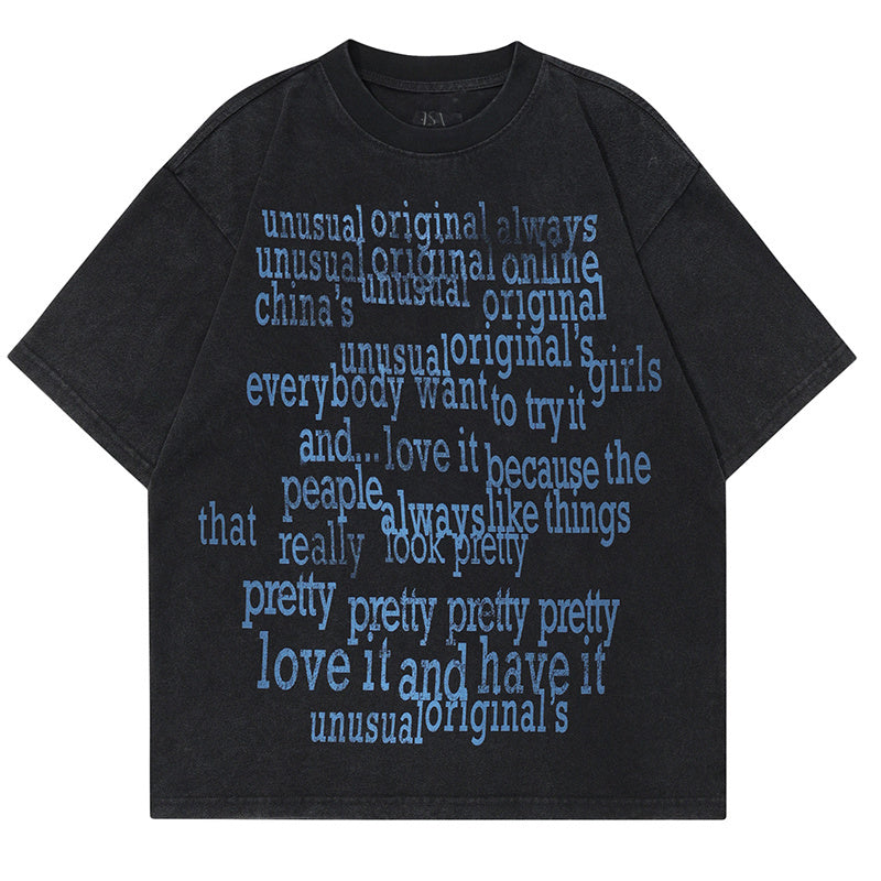 Letter Print T Shirt Loose Summer Streetwear Fashion Casual Top Short Sleeve Pure Cotton Oversize Tees
