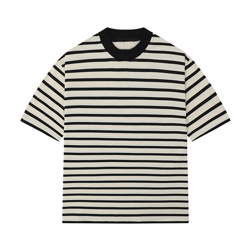O Neck Striped Streetwear Oversize T Shirts Short Sleeve Casual Summer Cotton Simple Design Hip Hop Tee Loose