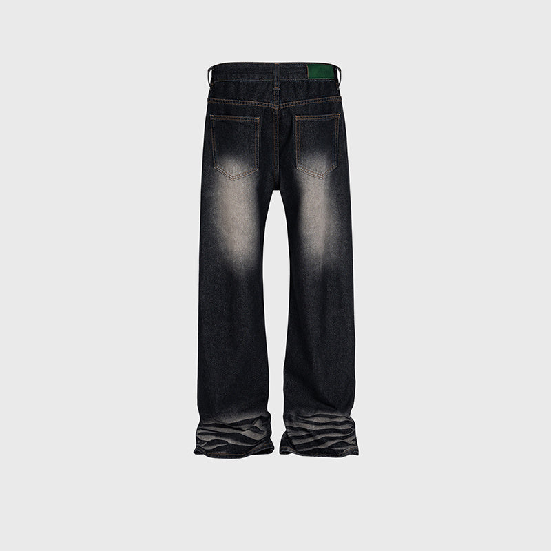 Men's Women's High Street Wash Old Texture-Modified Pants Men's And Women's Straight-Leg Couple's Trendy Jeans