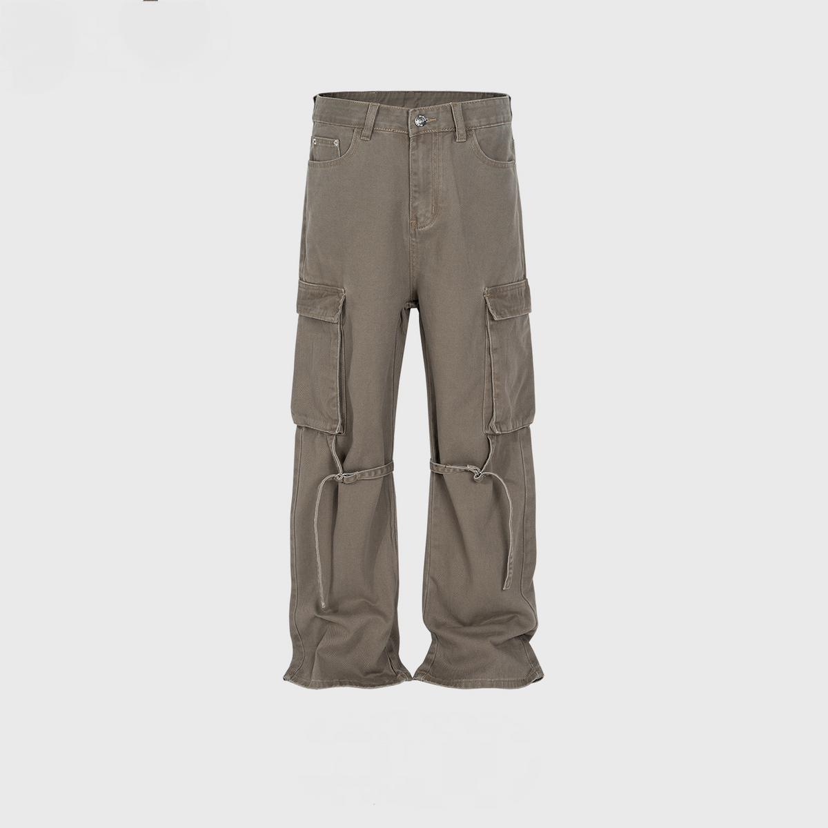 Men's And Women's Wash Old Pants Unisex Unisex Knee Belted Pleated Multi-size Trendy Jeans