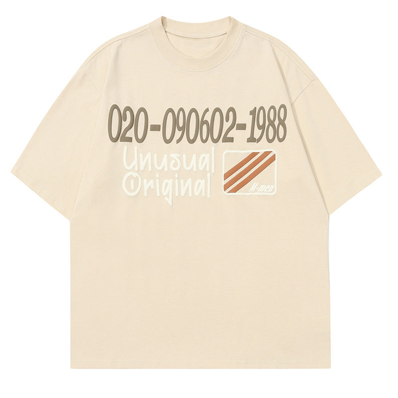 Number T Shirt Loose Summer Streetwear Short Sleeve Pure Cotton Oversize Tees Fashion Casual Top