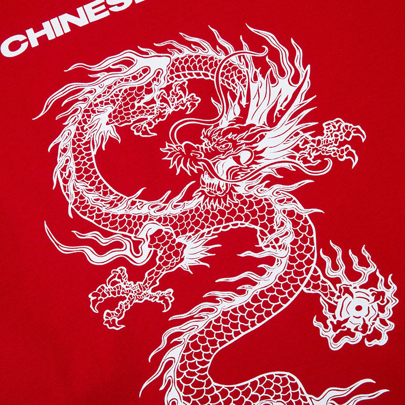 Pure Cotton T Shirt Dragon Graphic Print Streetwear Loose Short Sleeve Simple Design Fashion Summer Hip Hop Top Trendy