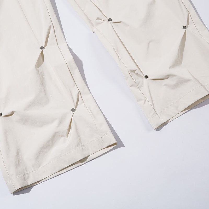 Cargo Pants Paneled Drawstring Elastic Waist Loose Wide Leg Trousers Front Pocket Comfortable Autumn Zipper
