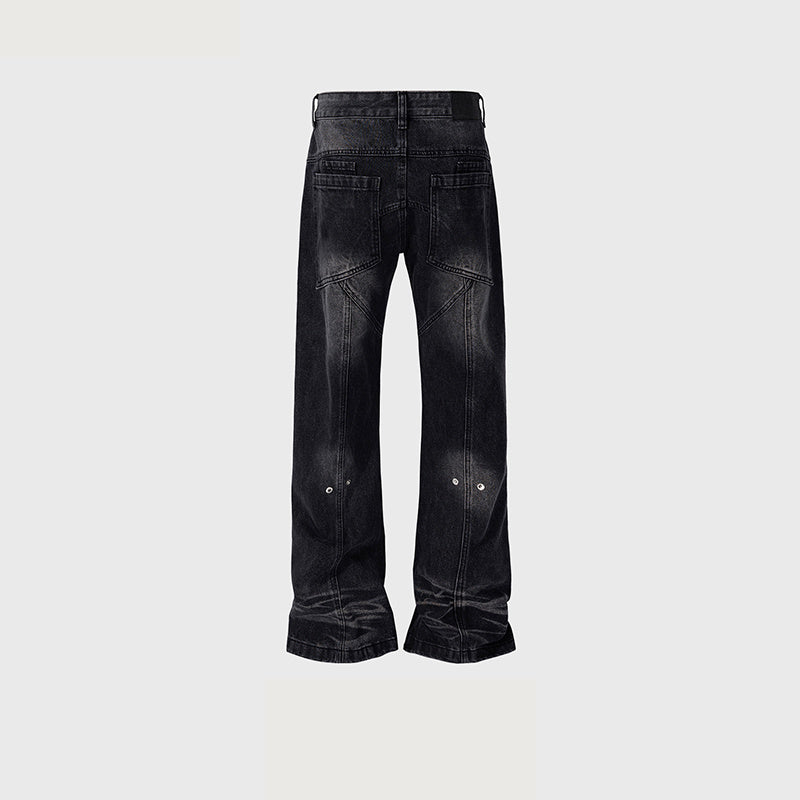 Men's And Women's Wash-up Old Leg Trousers Men's And Women's Same-style Whitening Deconstructed Stitching Trendy Jeans