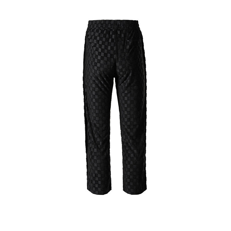 Men's Women's Spring And Summer Hip-Hop Checkerboard Pants Neutral Breasted Towel Fabric Casual Trendy Pants
