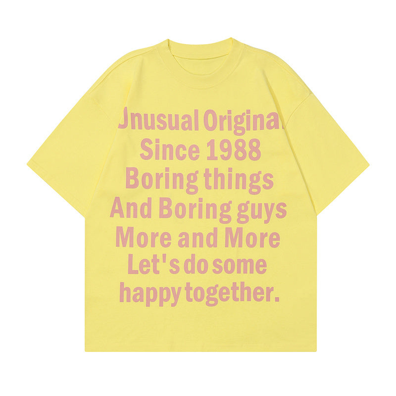 Letter Print Oversize Tees Fashion T Shirt Casual Streetwear Pure Cotton Top Short Sleeve Loose Summer