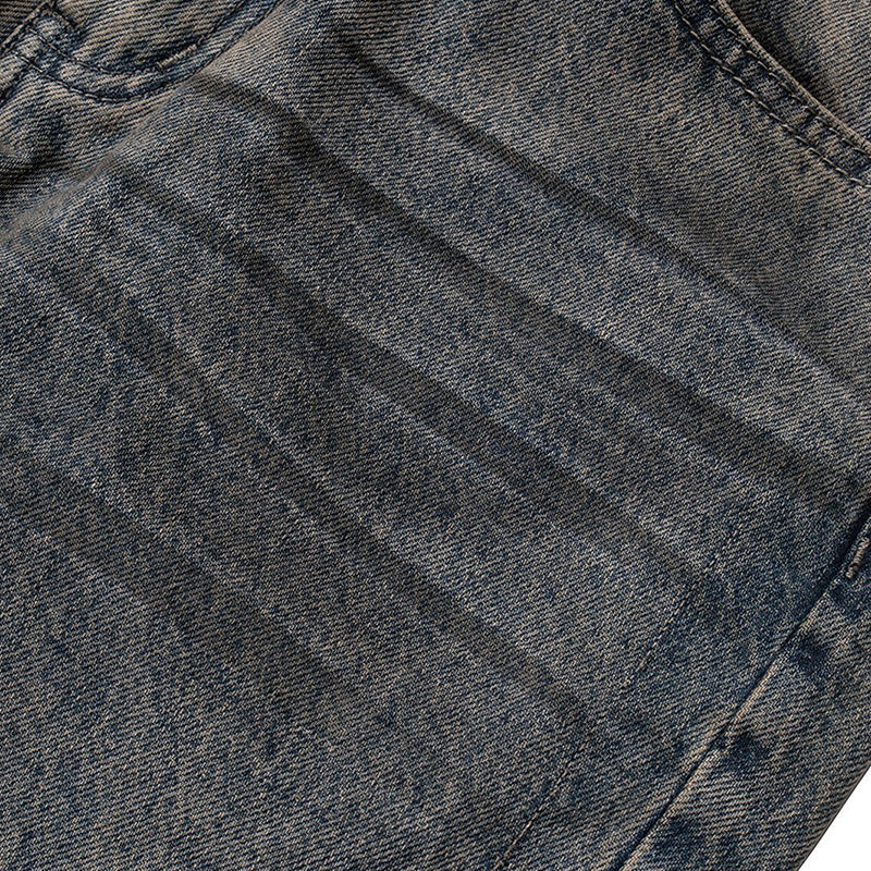 Men's Wear Women's High Street Style Wash-up Trousers Unisex Neutral Stucco Dye Micro-La Jeans