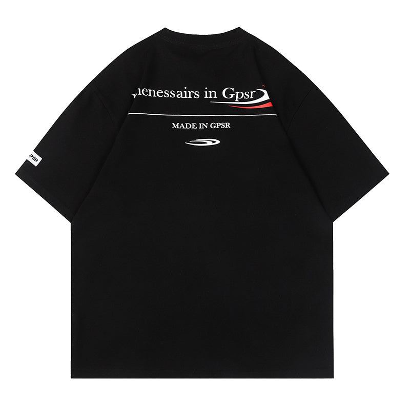 Simple Print Streetwear T Shirts Oversize Loose Short Sleeve Tee Summer Harajuku Cotton Round Neck