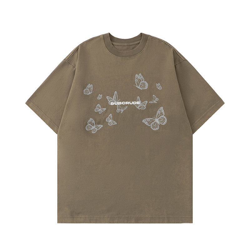 Streetwear T Shirts Oversize Butterfly Graphic Simple Design Tee Casual O Neck Summer Loose Short Sleeve