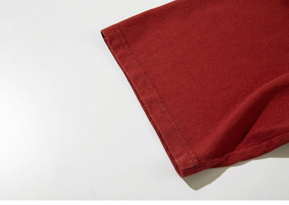 Streetwear Graphic Print Short Sleeve Crew Neck Summer Trendy Tee Loose Cotton Casual Simple Black Red