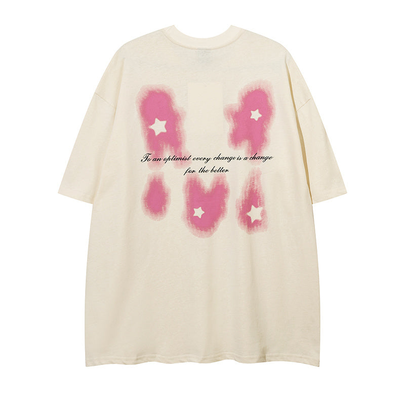 T Shirts Letter Print Cotton Crew Neck Fashion Streetwear Tee Casual Oversize Summer High Quality Simple Short Sleeve
